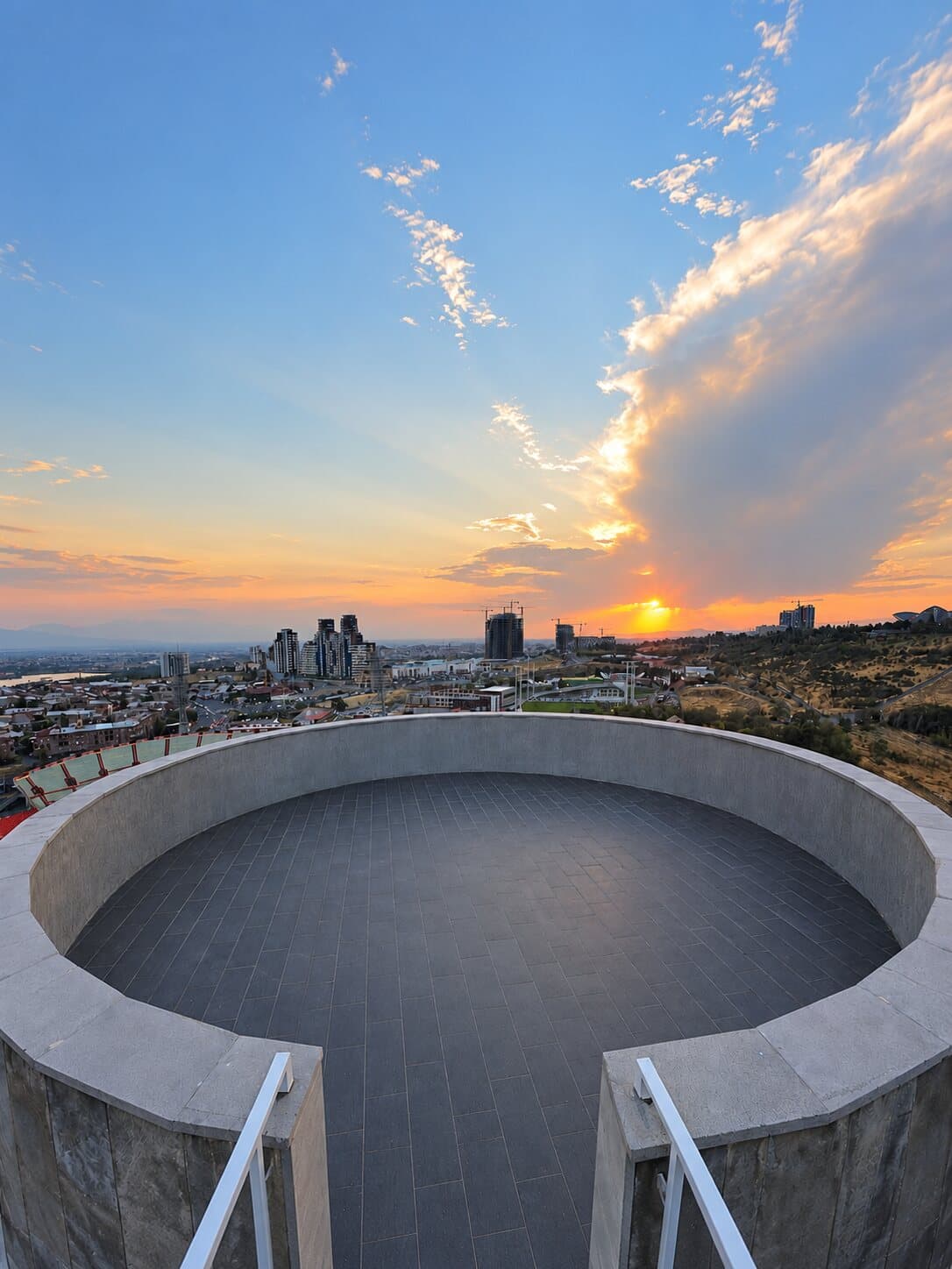 Inside the round rooftop platform